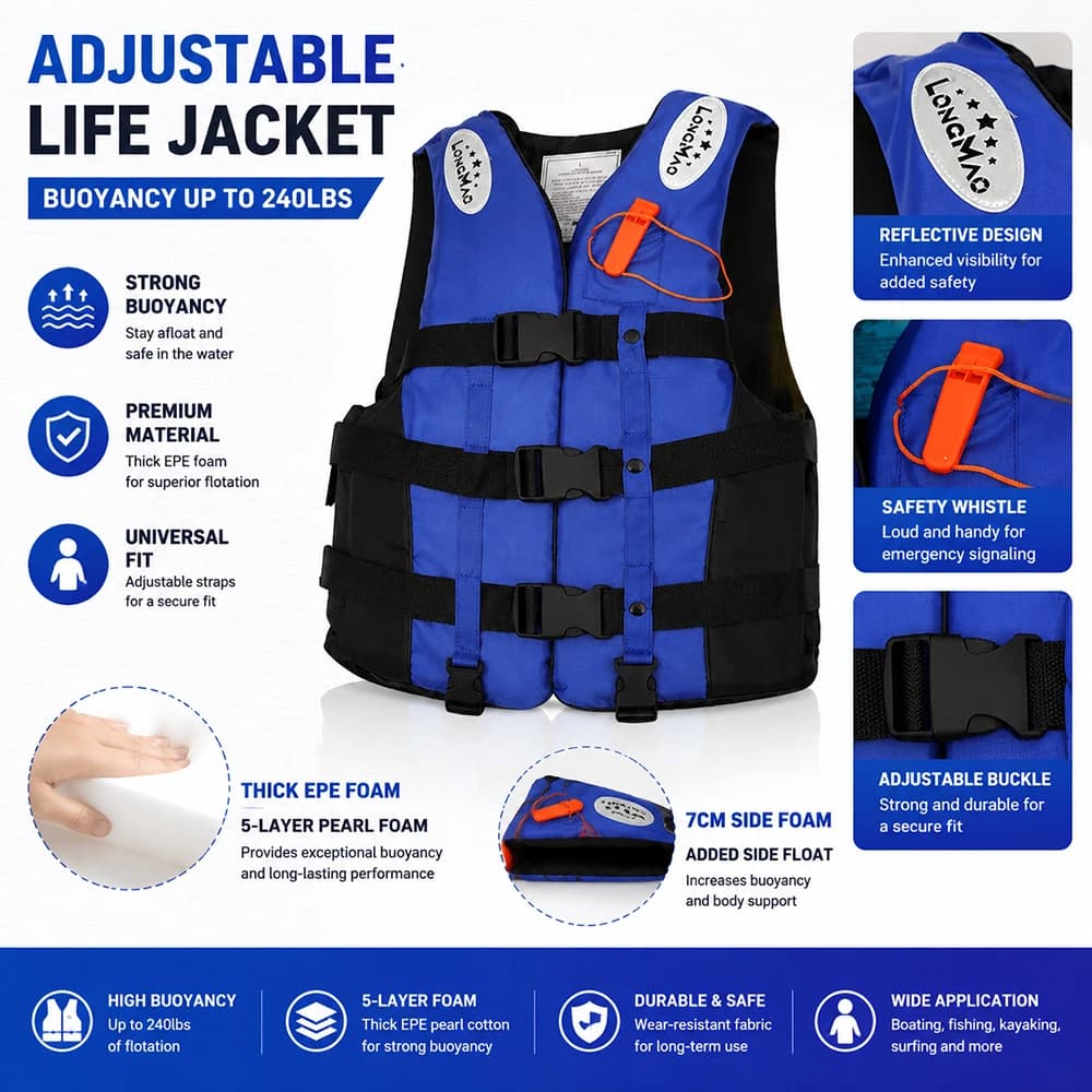 Giubbotto di salvataggio per adulti da 22-250 libbre per SUP, pesca, vela, surf, canottaggio, kayak e sport acquatici all'aperto