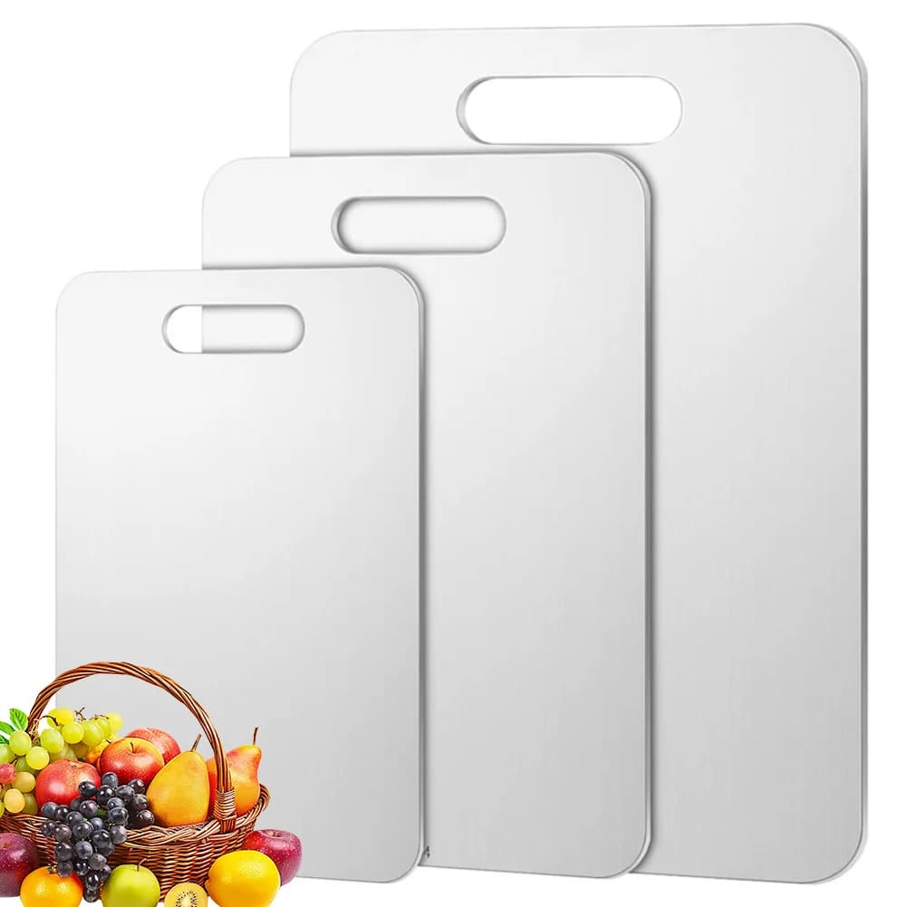 Set of 1 Stainless Steel Tails with Handle, Double Side Titanium Tails for Meat, Fruit and Vegetables