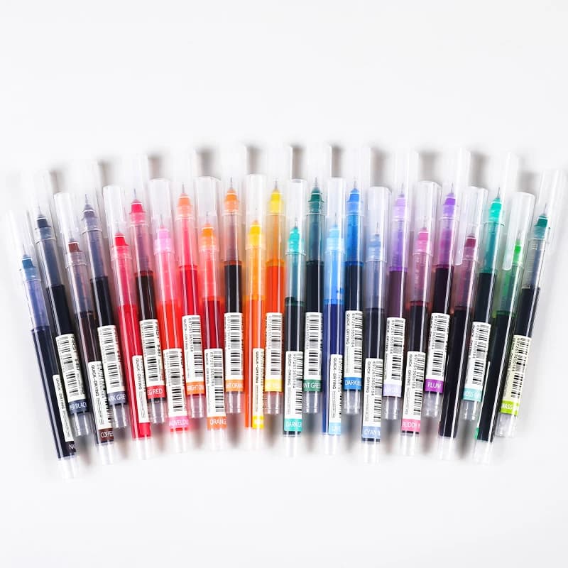 24 colori/set penne Gel tipo ago di alta qualità penna a sfera liquida dritta cancelleria forniture per ufficio scolastico scrittura
