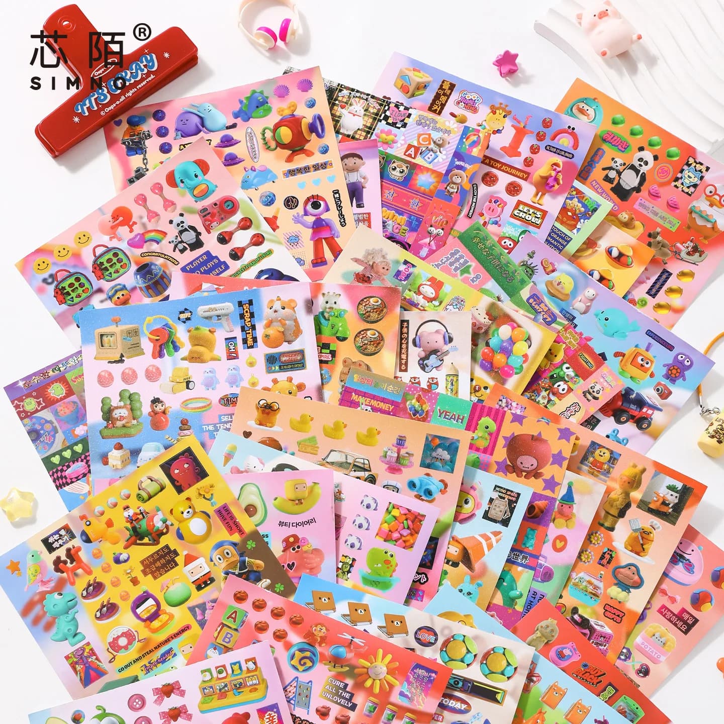 30 pezzi di adesivi per libri per bambini, adesivi decorativi carini, diario, telefono, adesivo, regalo per bambini, cancelleria scolastica