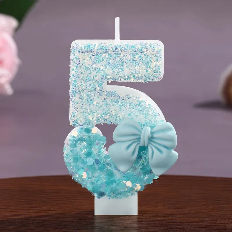 1 digital candle with shaded orchid bow, birthday decoration, wish candle, party, girl heart birthday