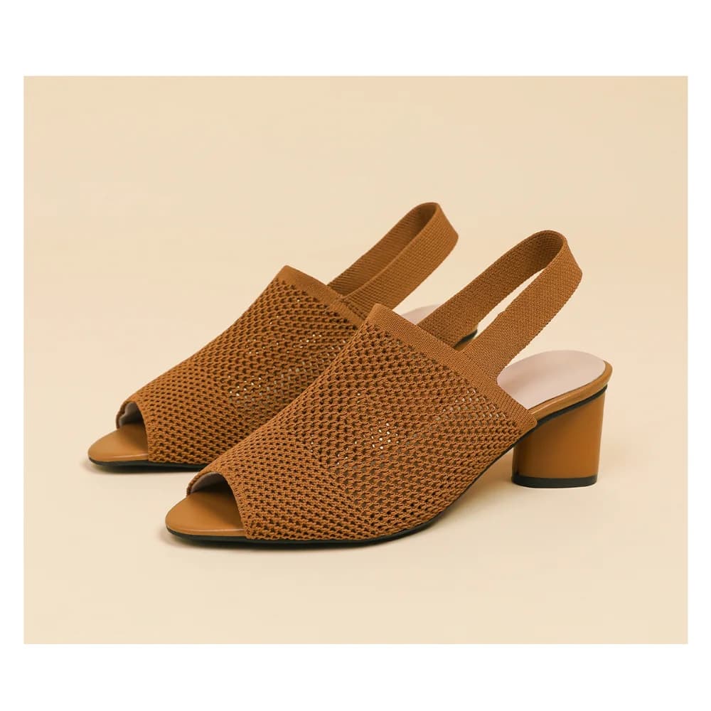 Sandali con tacco alto scavati con bocca di pesce per donna Sandali estivi con tacco spesso sul retro da donna con cinturino dritto per donna
