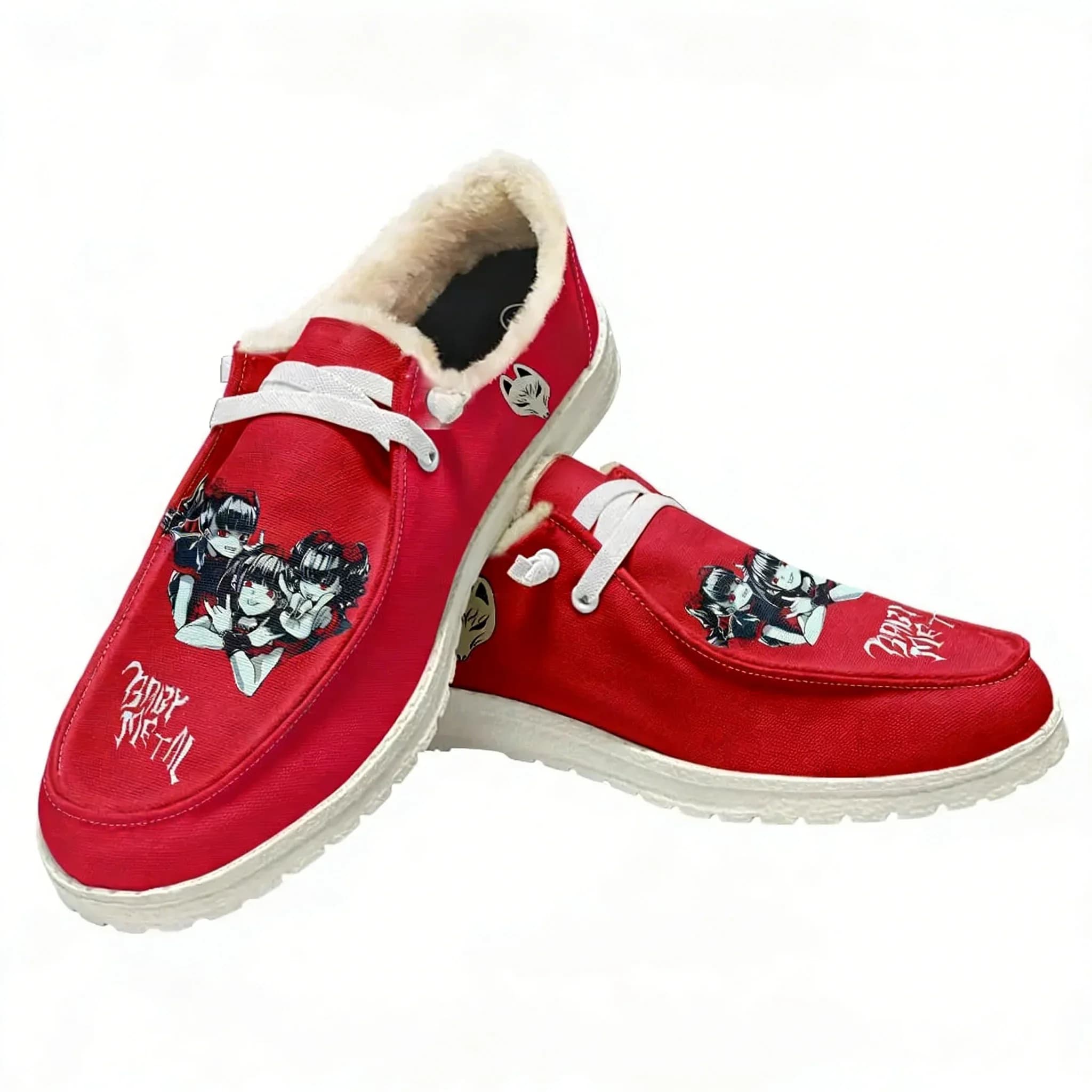 Mocassini in Peluche Babymetal Japan Band, Scarpe Casual Unisex, Calzature Leggere e Calde in Stile Hip-hop Rock, Personalizzabili, Bianche