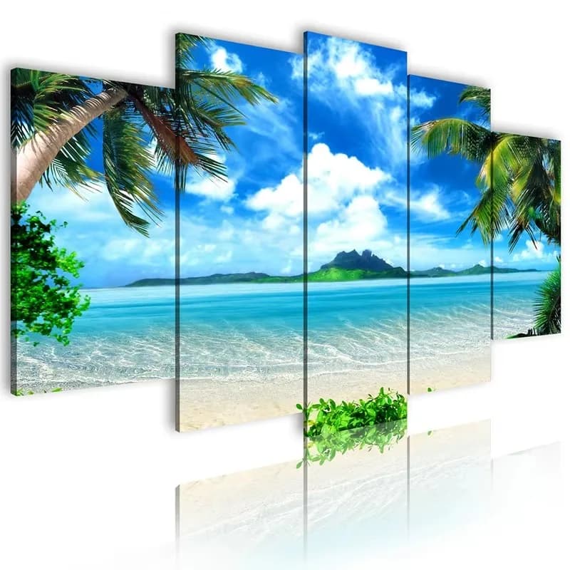 Frame without frame 5 pieces sunset sea wave beach landscape marine poster artistic wall pictures decorations for multi house 13 for paintings of the living room
