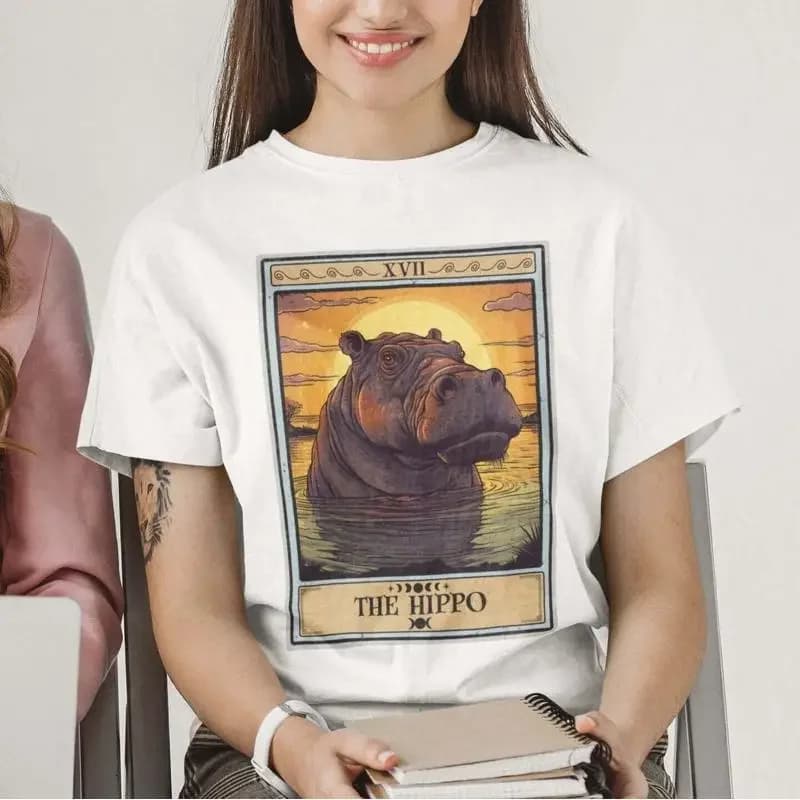 The Hippo Tarot Card T Shirt Hippopotamus Animal