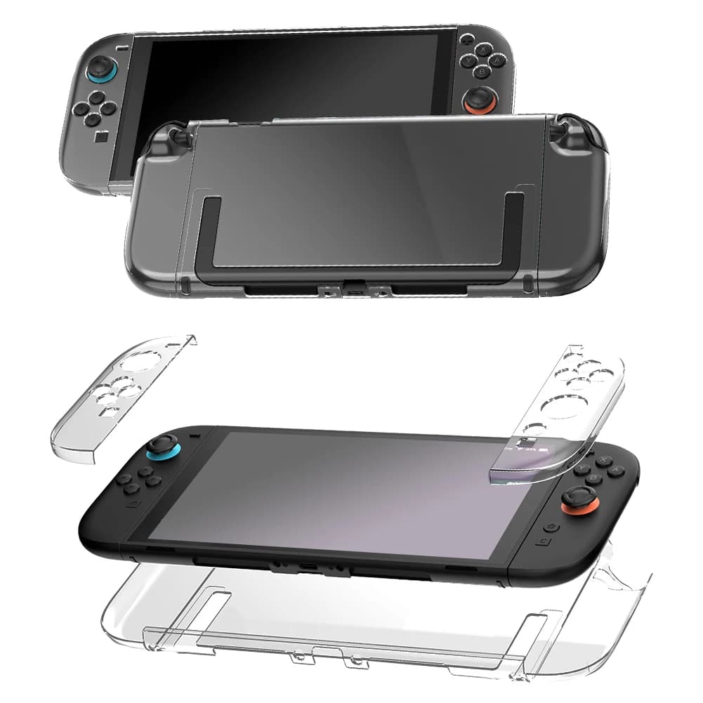 Custodia protettiva rigida trasparente per PC Custodia protettiva anticaduta con cornice trasparente divisa per accessorio console di gioco Nintendo Switch2