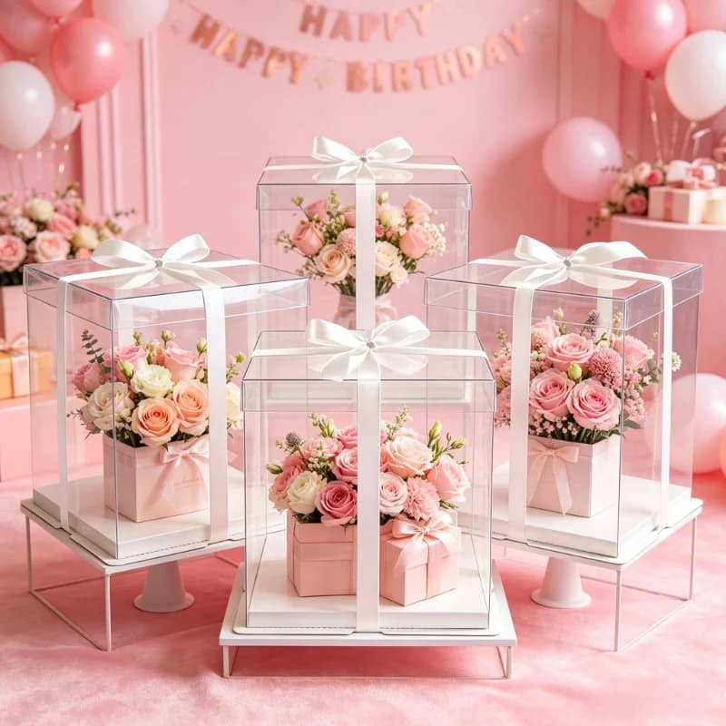 Transparent Cake Boxs Large Gifts Packaging Gifts Box Packing Supplies Bakery Wrapping Boxes Wedding Birthday Party Supplies