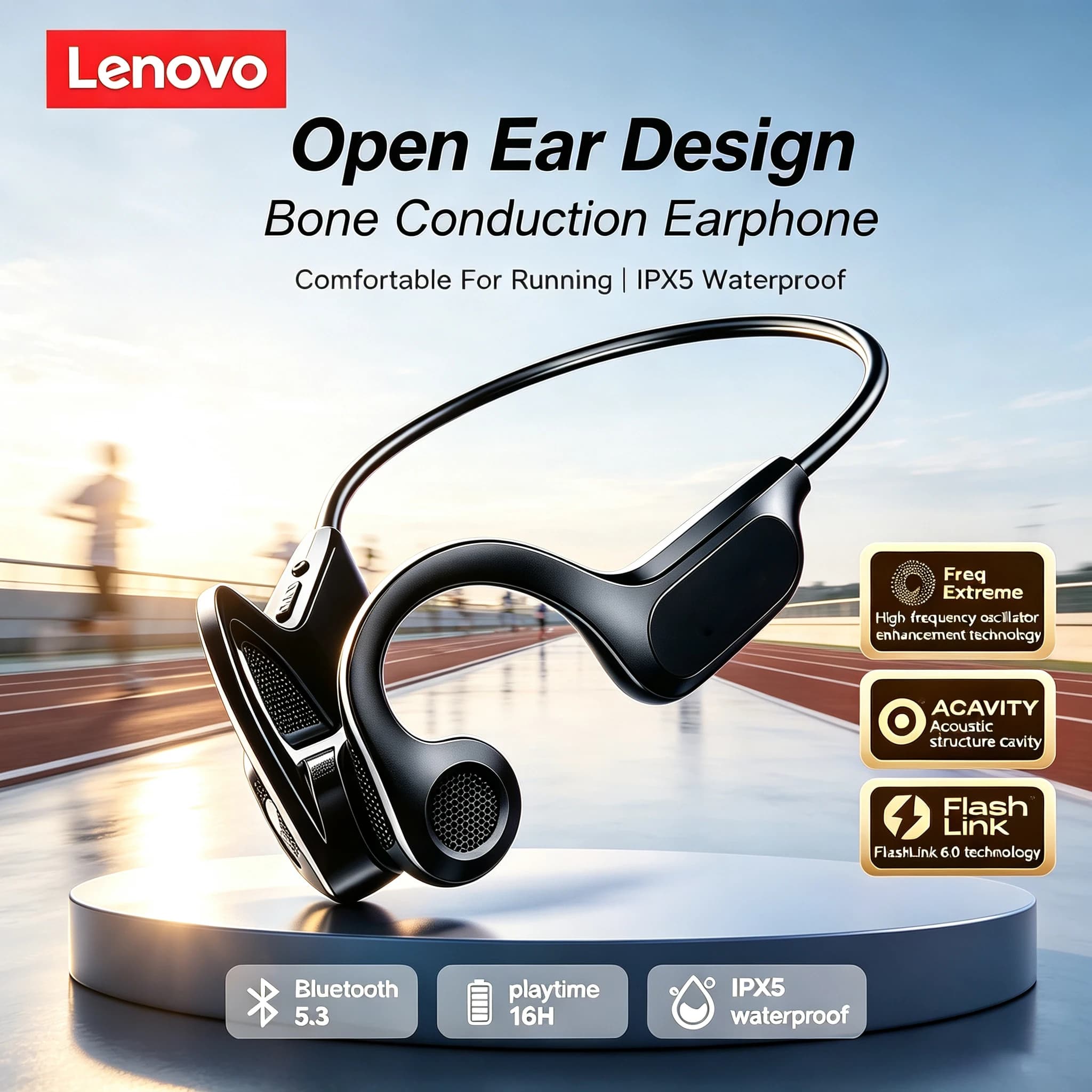 Lenovo X7 Bone Conduction Wireless Earphone Sport Swimming Bluetooth Compatible Headphone Hand-free With Mic For Running Earbuds
