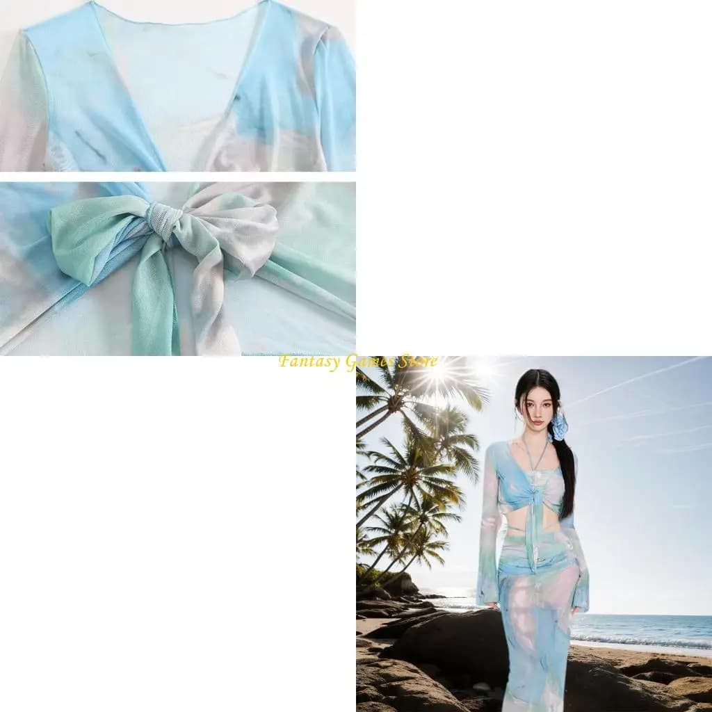 R66E WOMENS Long Manleeves Subito da bagno da bagno 4 pezzi ragazze da bagno diviso spingendo costumi da bagno