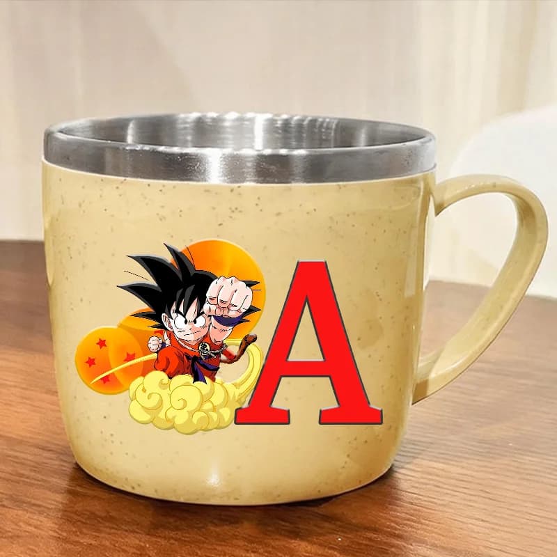 Anime Dragons Ball 304 Stainless Steel Mouth Cup Wheat Straw Element Cute Water Cups Household Anti-scalding Drinking Glass Gift