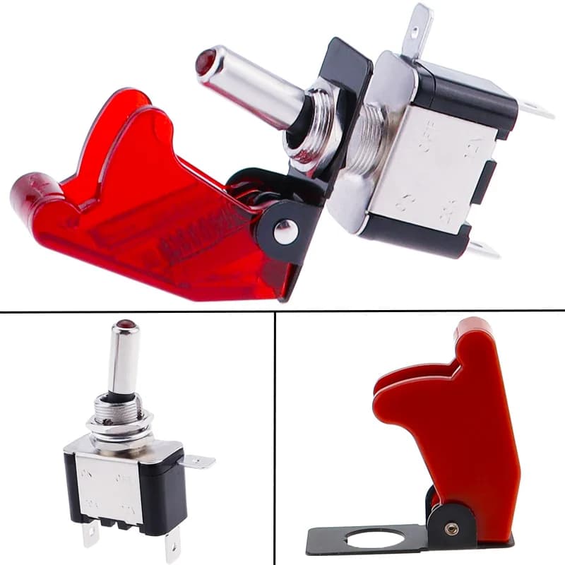 Interruttore a bilanciere a levetta SPST 12V 20A Interruttore LED con copertura protettiva Copertura automatica per auto Luce a LED Interruttore a levetta Controllo On/Off ROSSO