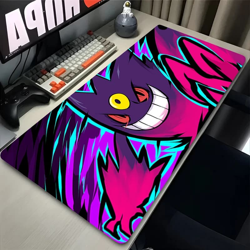 Tappetino per mouse dal design accattivante, accessori Pokemon Gengar, tappetino da scrivania di grandi dimensioni, tappetino per tastiera esteso, tappetino per mouse resistente all'usura, tappetino per mouse da gioco scuro