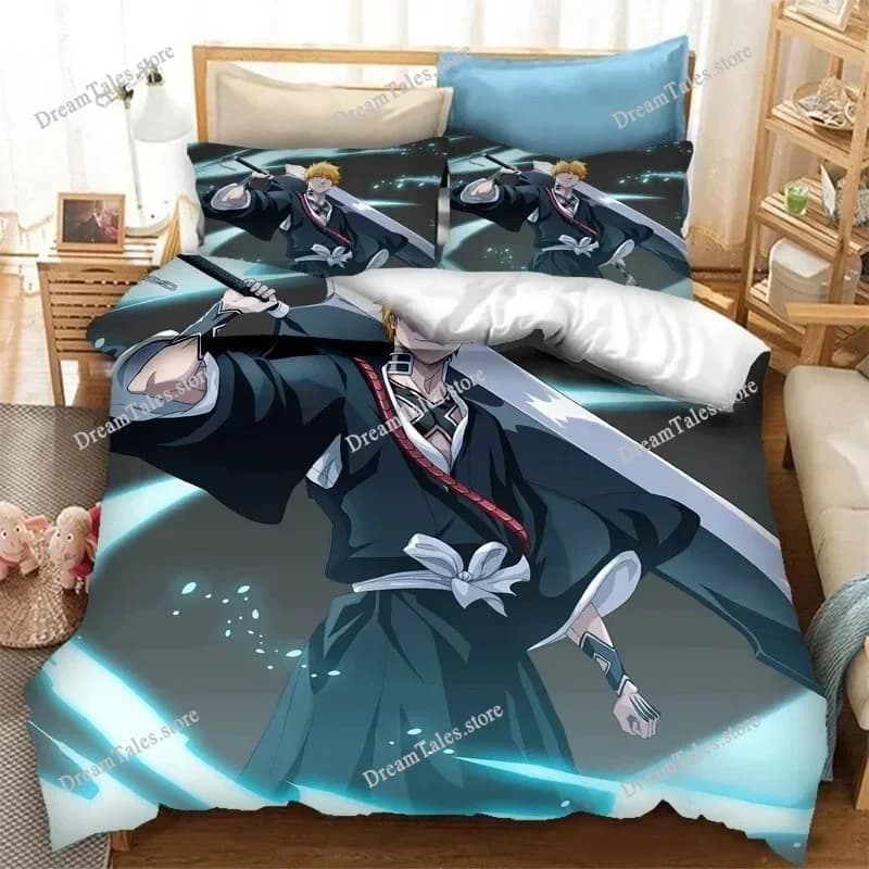 Set di Biancheria da Letto Bleach Thousand-Year Blood War, Set Anime Cartoon per Adulti e Bambini, Copripiumino con Stampa 3D, Regalo di Lusso Anime 741