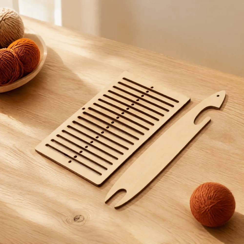 4pcs Portable Wood Weaving Loom Kit Quick Weave Design Tapestry Comb Included Rigid Heddle Loom Weaving Shuttle Tools For Adults