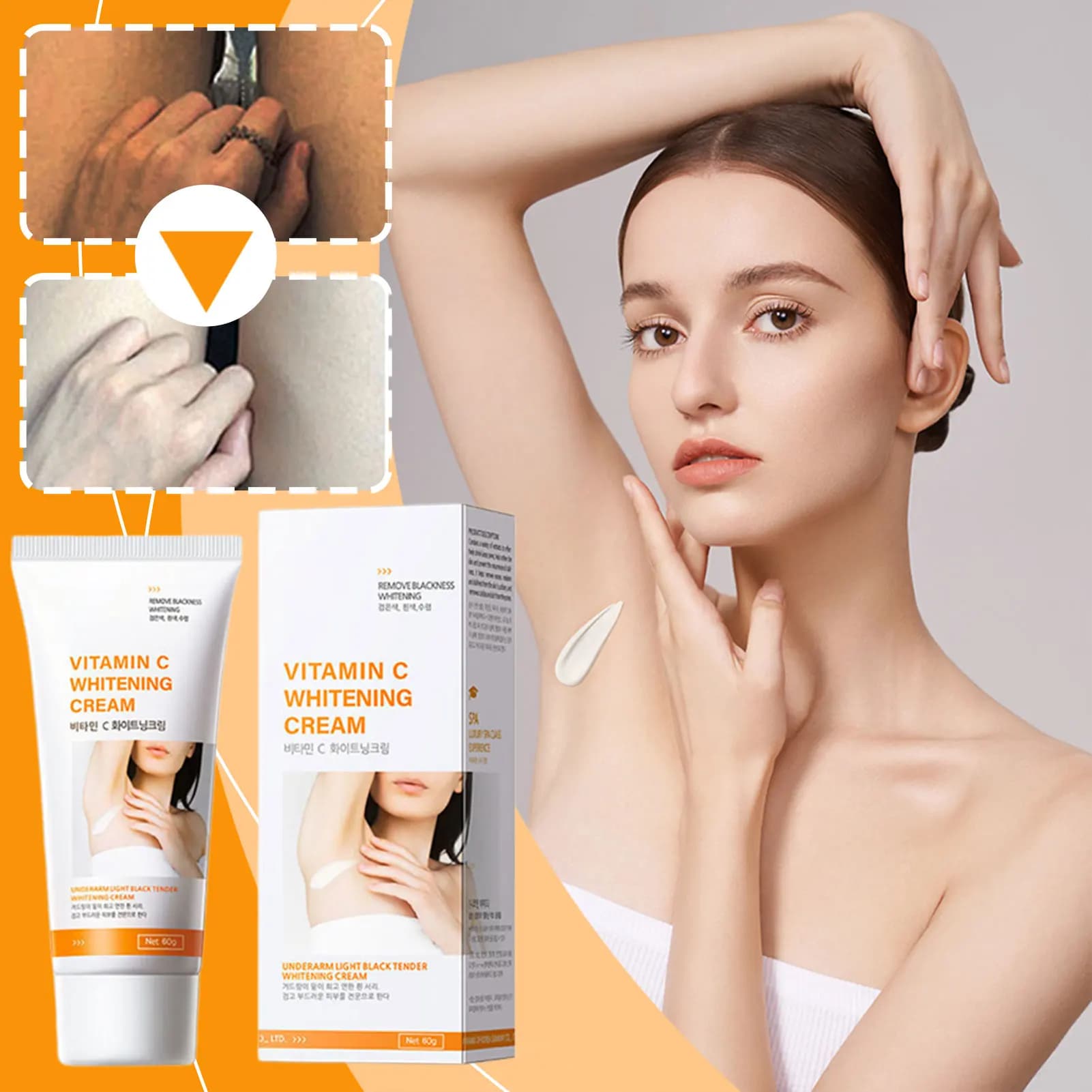 Vitamins C Whitening Cream For Underarms Dark Spot Remover For Face Body Evens Tones Smoothing Texture For Arm Leg For Women
