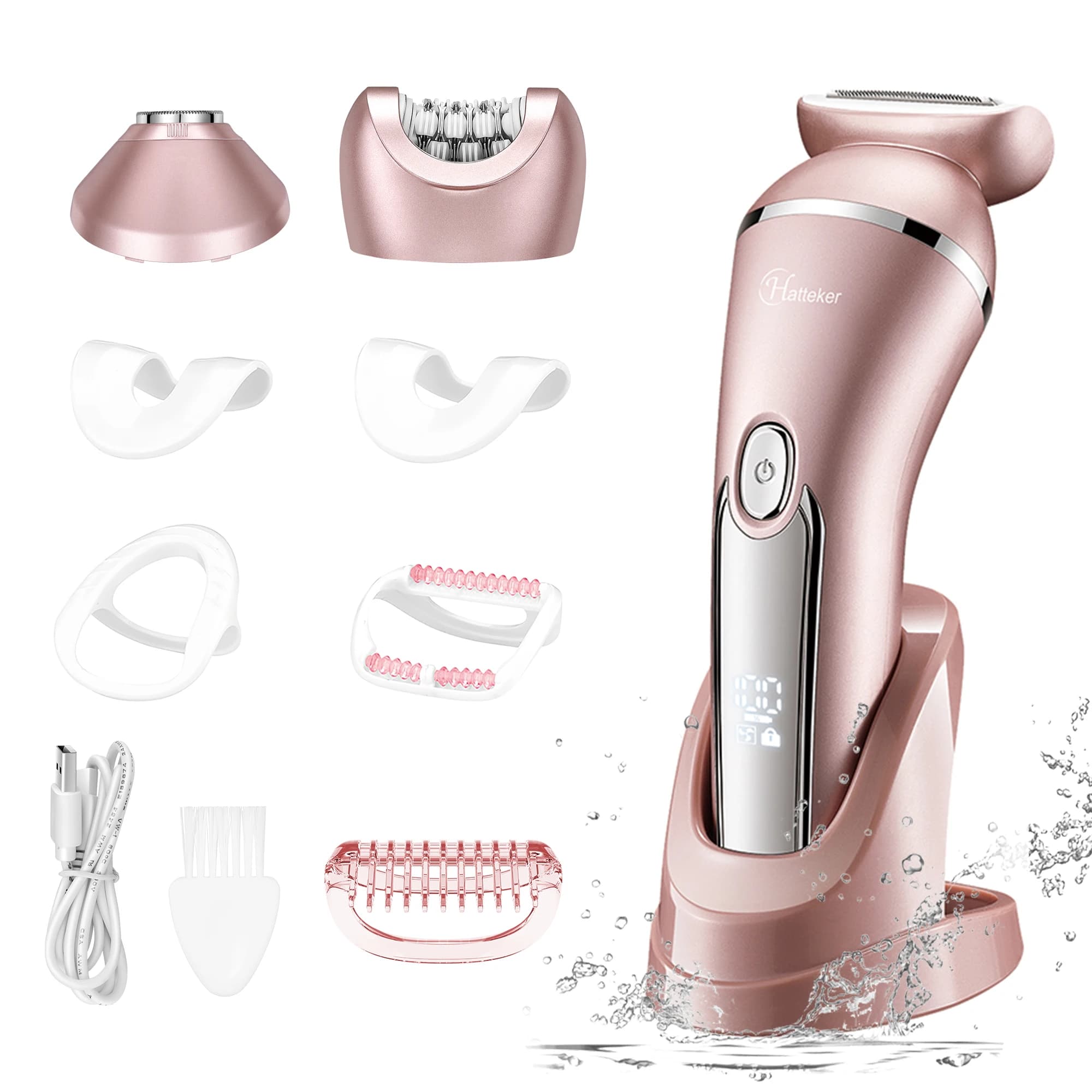 HATTEKER Women Multi-Function Electric Hair Removal Tool Home Use Three-in-One Ceretta Washable Tool All Body Intimate Trimmer Razor