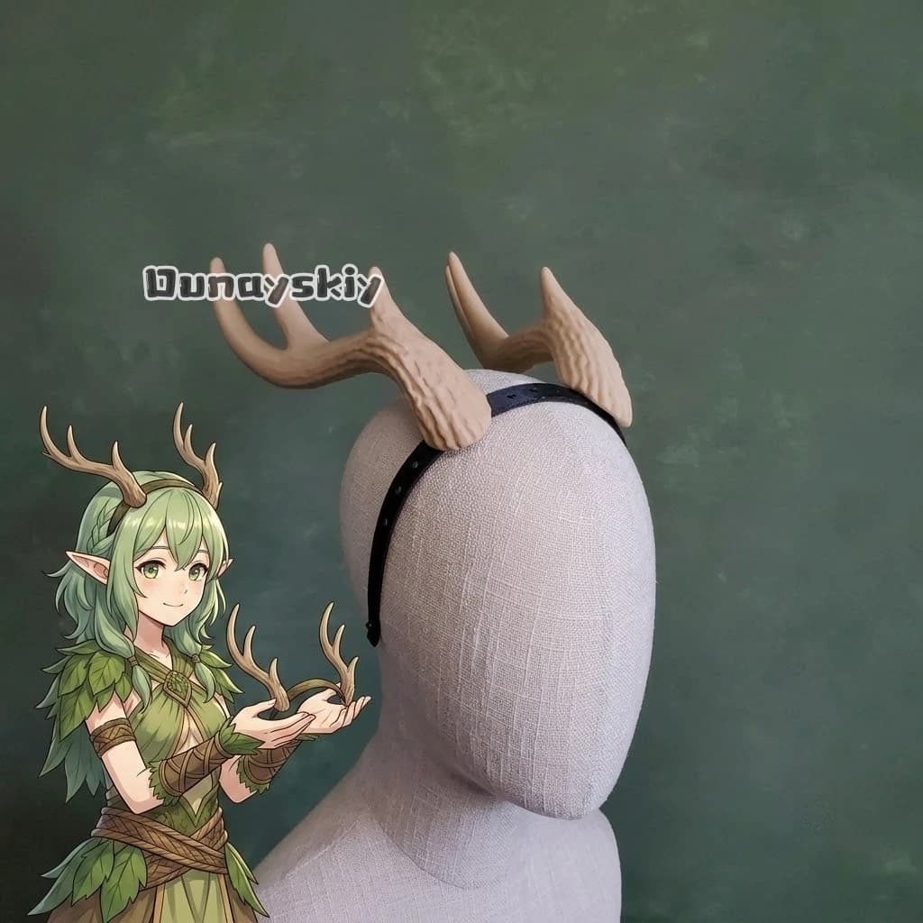 KS*15Anime Game BG3 Cosplay FURRY Deer Large Wavy Antlers 3D Polylactic Acid Headwear Props Accessories Halloween Party Cos
