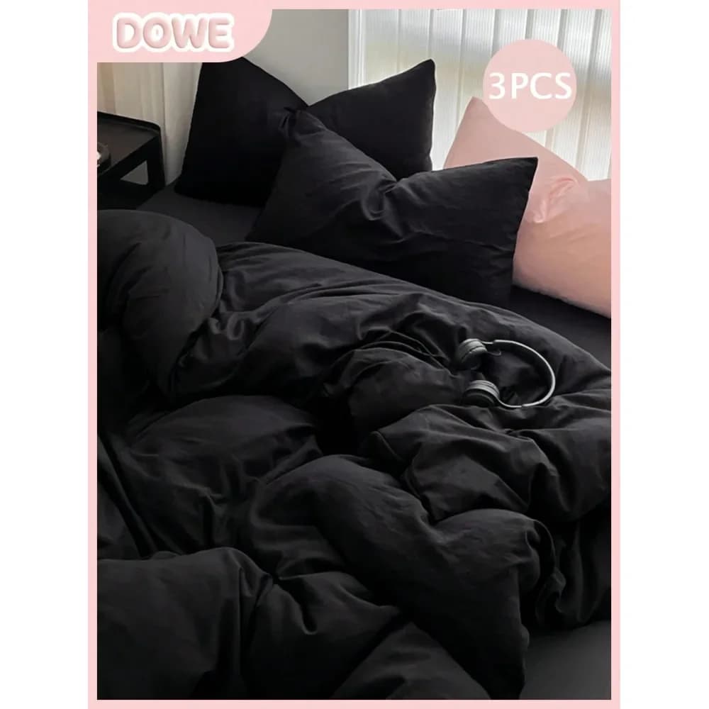 Set Copripiumino in 100% Poliestere Tinta Unita, Morbido e Confortevole, 1 Copripiumino e 2 Federe, Biancheria da Letto Moderna in Poliestere per Tutte le Stagioni