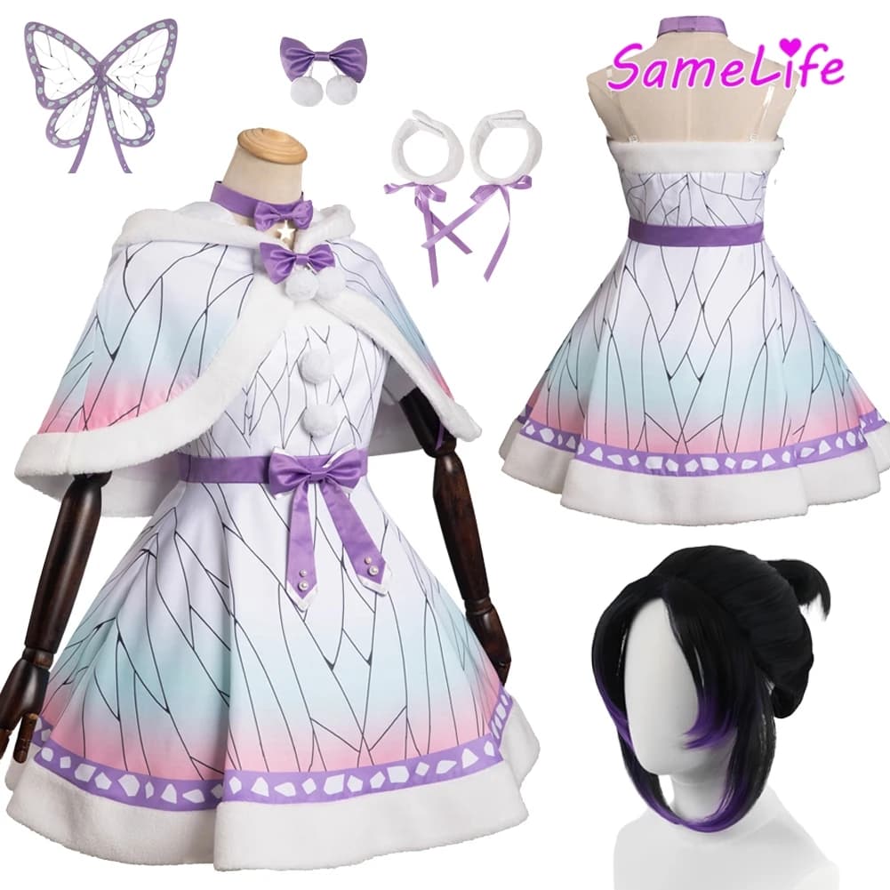 Fantasia Natale Kochou Cosplay Shinobu Kimono Parrucca Anime Diavolo Murderer Disfraz Costume Donna Abiti di Carnevale di Halloween