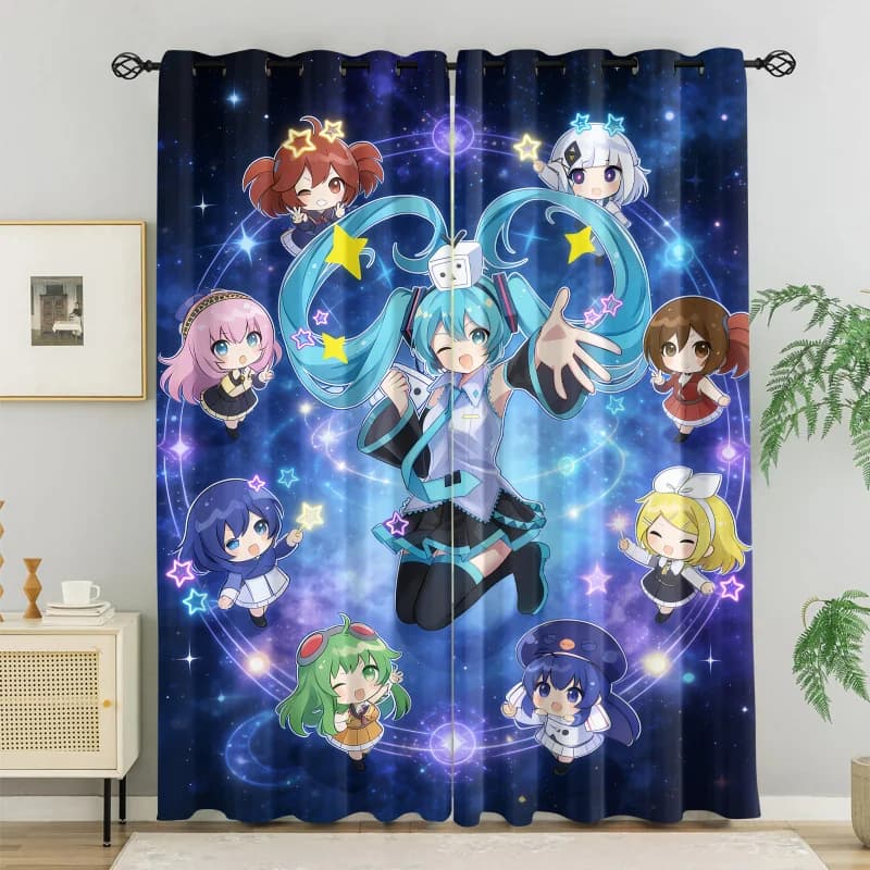 Tende oscuranti Hatsune Miku, 2 pezzi, con foro per gancio superiore senza asta, illustrazione in stile anime, decorazione per camera da letto, sala giochi, dormitorio