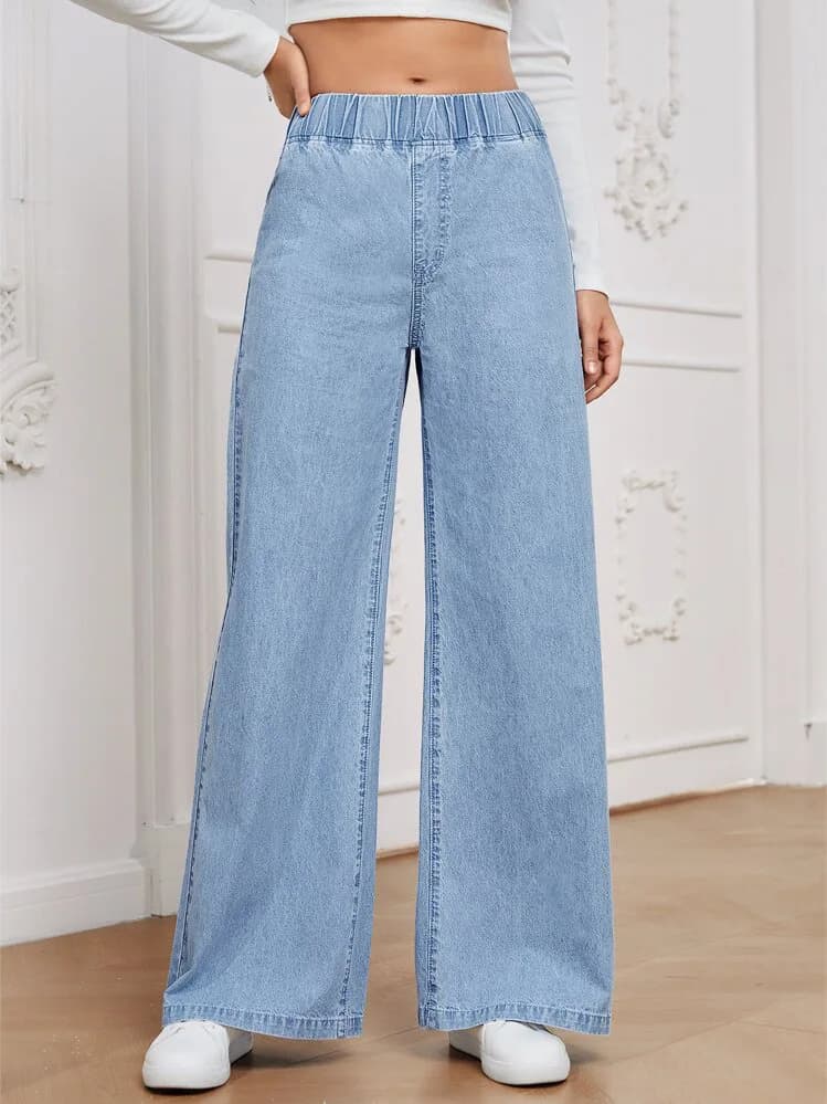 Women's Straight Leg Wide Leg Jeans 2025 New Style Retro Drapey Loose Fit Long Trousers Casual High Waist Denim Pants