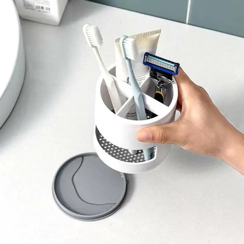 Electric plastic toothbrush holder with draining holes, Multifunctional organizer, Toothpaste container, Bathroom accessories