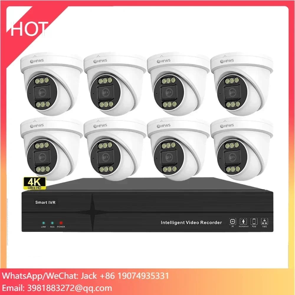 Telecamera IP Dome OEM 8MP 4K 25FPS PoE per Sistema di Sicurezza CCTV, Visione Notturna per Esterni e Casa