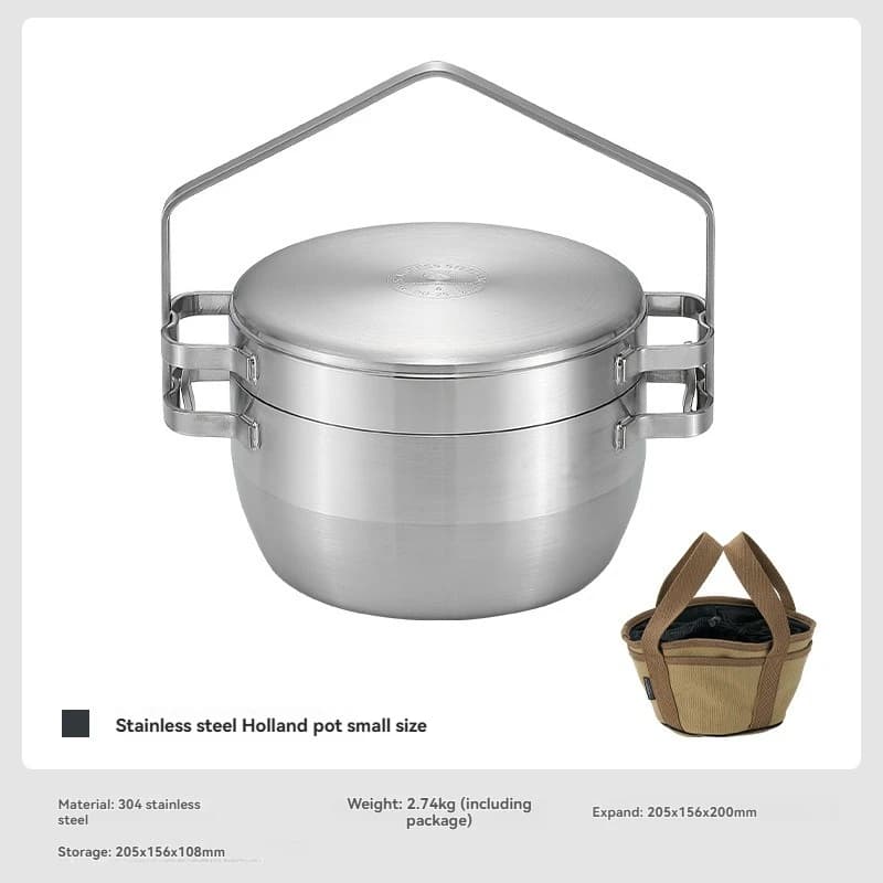 DO-25 thickened stainless steel outdoor hanging pot cooking utensil stew pot camping multi use frying pan boiling pot Dutch pot