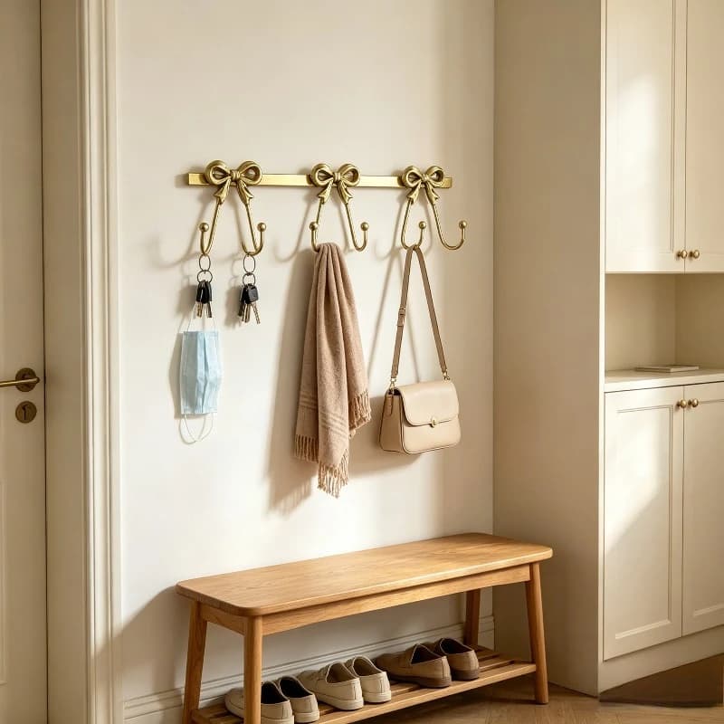 1pcs Metal Iron Bow Knot Hook Cute Wrought Iron Decorative Wall Hanger For Clothes Hat Towel Bathroom Entryway