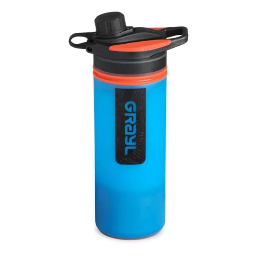 Bottiglia Purificatrice d'Acqua GeoPress 24 oz - Filtro per Escursionismo, Campeggio, Sopravvivenza, Viaggi, Blu Bali