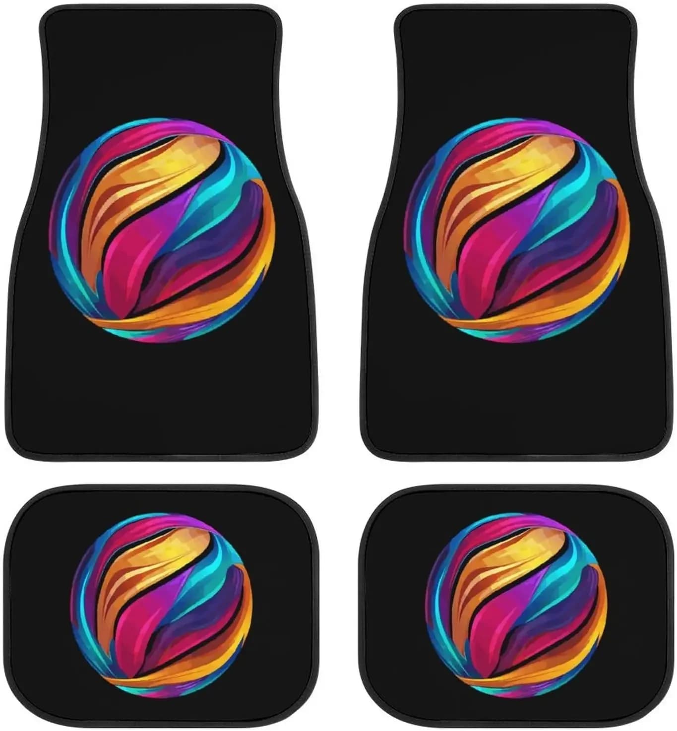 4 pieces Colorful Volleyball Car Mats Rear Front Car Mats for Vehicles Universal Car Mats suitable for most cars
