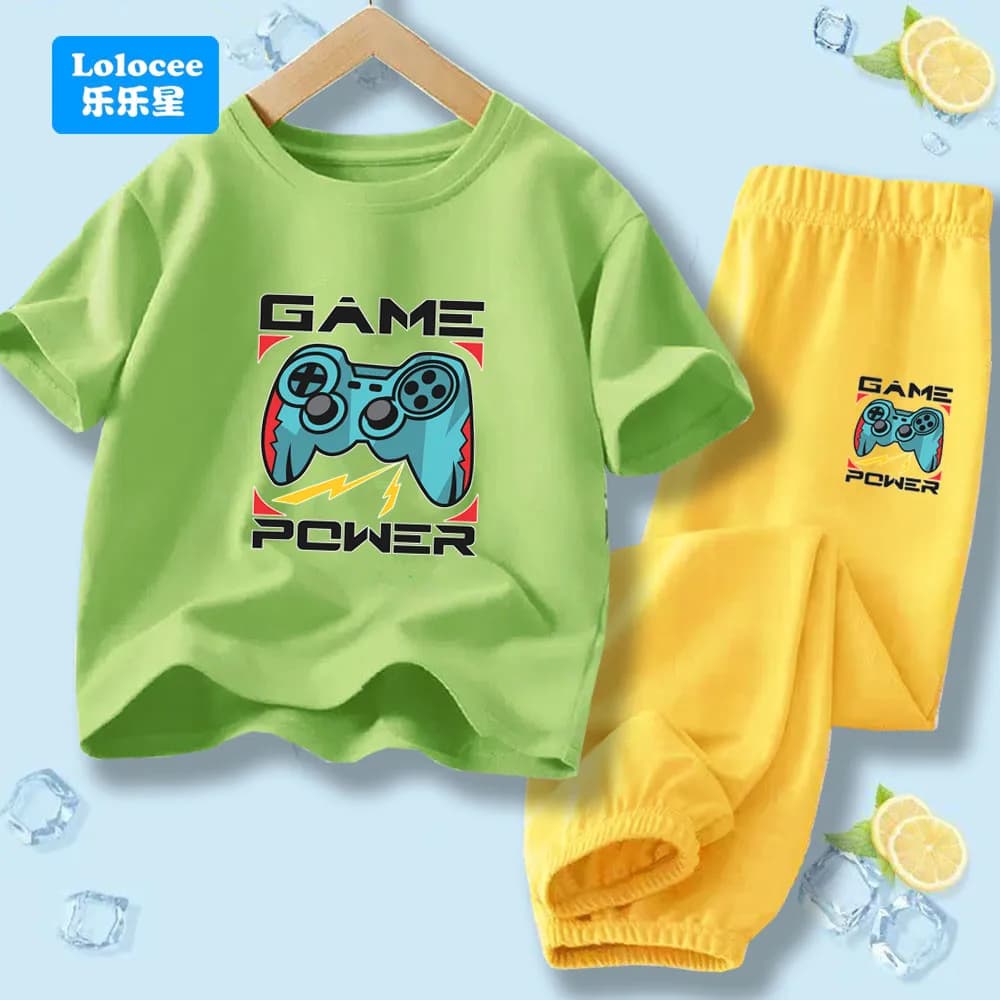 Controller di gioco per bambini Set di abiti in 2 pezzi T-shirt a maniche corte + pantaloni Set di vestiti estivi per ragazzi Abbigliamento moda YXJ01