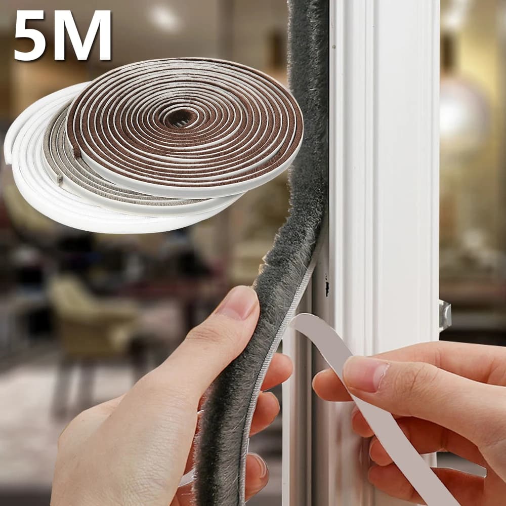 3/2/1Pcs 5M Self-Adhesive Soundproofing Weather Stripping Window Brush Seal Strip Noise Blocker for Windows and Doors Frame Wind