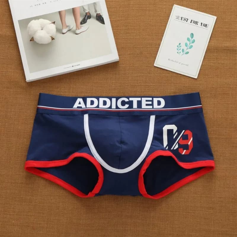 Pugili di tendenza della moda stile elastico intimo a vita bassa in cotone con alfabeto coreano da uomo Addicted DZZ85