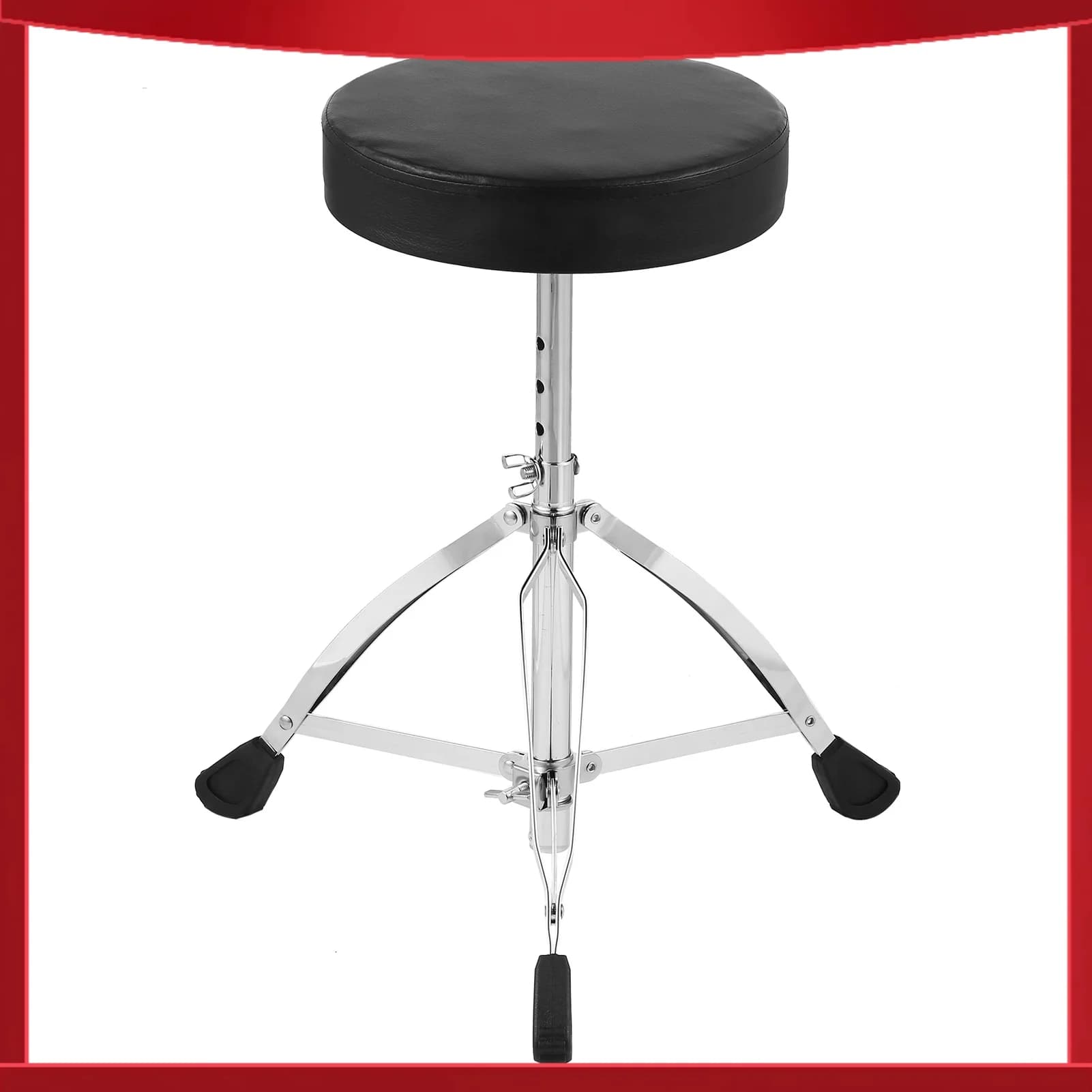Sgabello Universale per Batteria AROMA, Sedile Imbottito Rotondo, Gambe in Acciaio Inox a Doppio Rinforzo, Antiscivolo, Regolabile su 5 Livelli