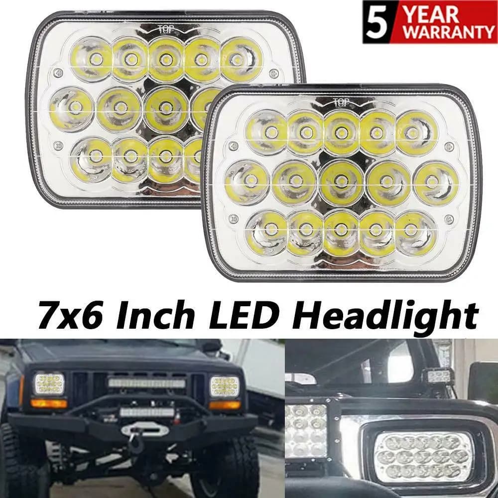 2 Pezzi Faro LED 7x6 Pollici Sigillato con DRL per Wrangler JK TJ CJ LJ