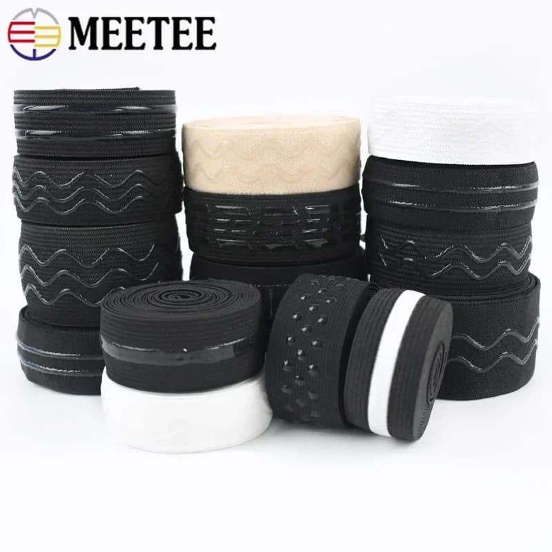 Meetee 2/5M Fascia elastica per cucire Elastici in silicone antiscivolo Underware Nastro elasticizzato Cintura per indumenti Accessori per abbigliamento fai da te