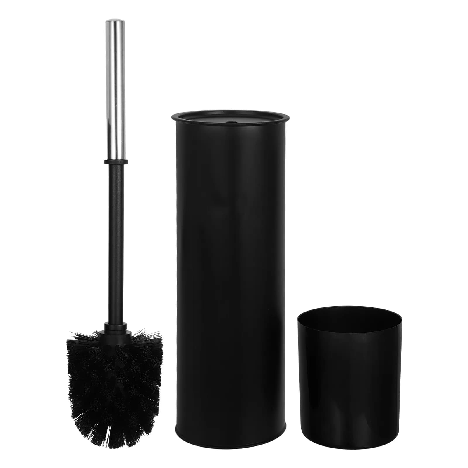 Metal Toilet Bowl Brush Set Long Handle Black Freestanding Holder Deep Cleaning for Bathroom Home Hotel Toilet Cleaner Scrubber