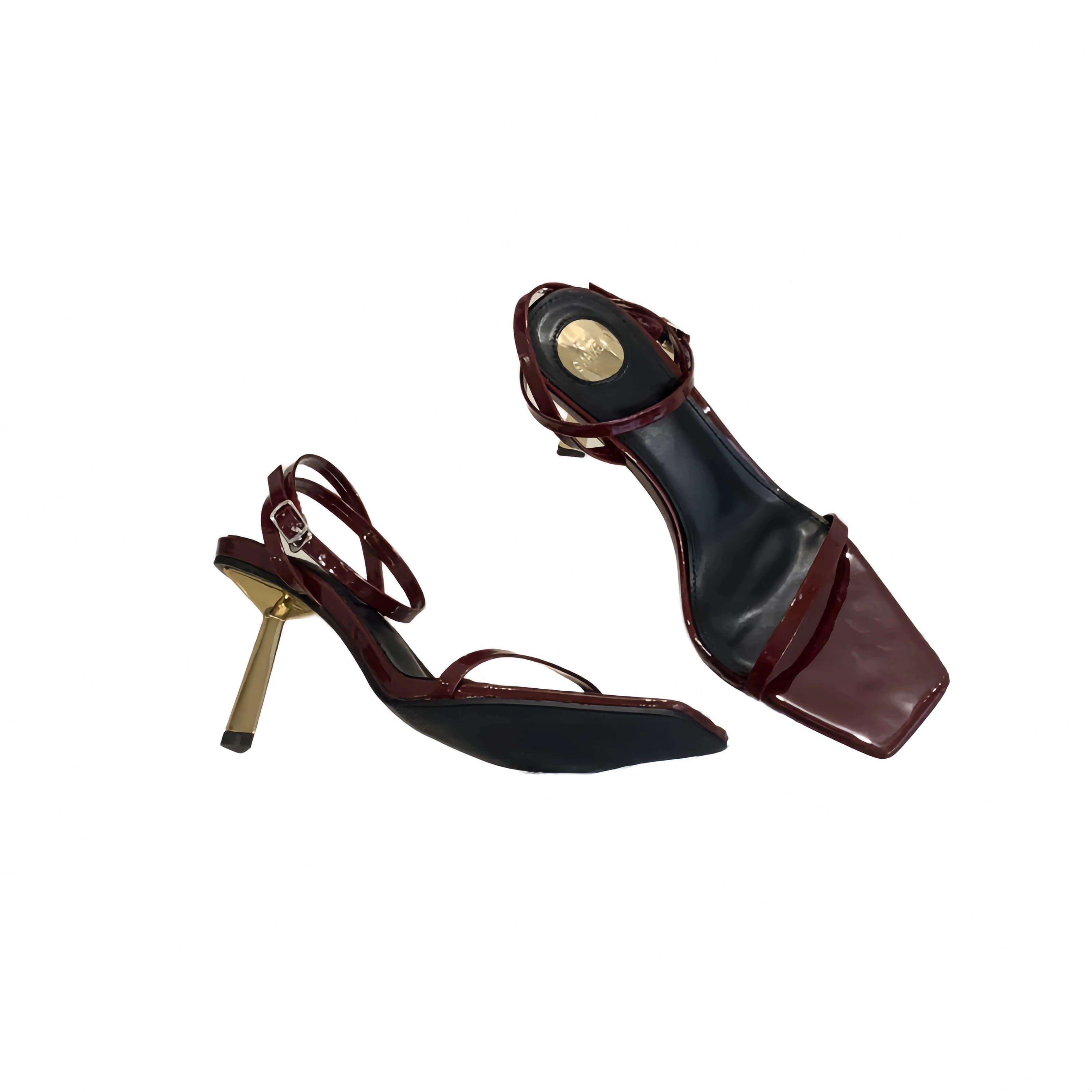 7cm Stiletto Heel Sandals Blue Belt Heels Party Dress Shoes Woman Burgundy Sandals Summer Stilettos Mujer 2026 Tendencia