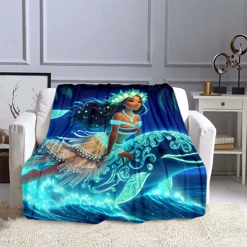 Coperta con motivo Disney Moana, calda, morbida e soffice, per bambini e adulti, coperta per divano letto, coperta da viaggio per campeggio all'aperto, regali di lusso
