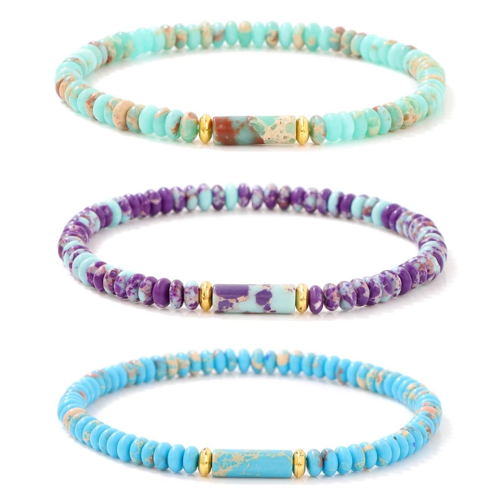Bracciali con perline di gemme Picasso in pietra naturale per donna uomo Imperial Jaspers Sea Sediment turchesi bracciale gioielli delicati