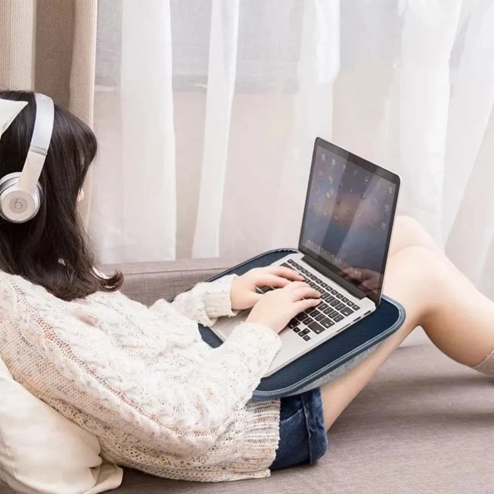 Cuscino Morbido per Laptop, Scrivania Portatile Imbottita, Design Multifunzionale, Riempito con Particelle di Schiuma, Ergonomico