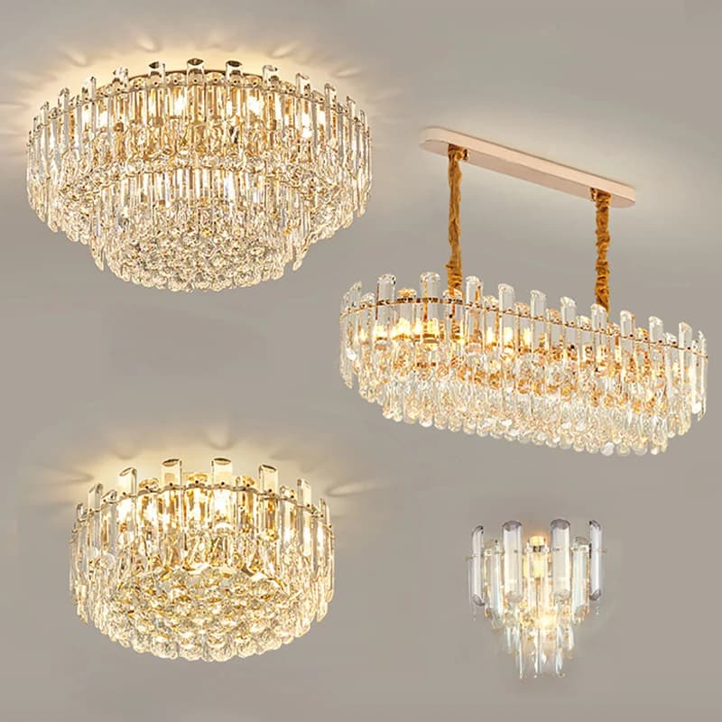 LED Ceiling Lights for Living Room Clear Crystal Balls Lustres Luxury Golden Silver Lamp Home Decor Modern Plafonnier 2024 New