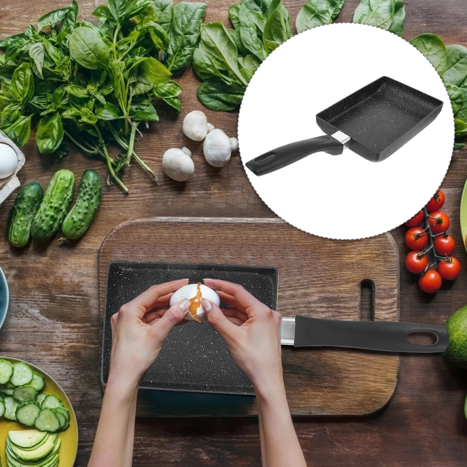 1Pcs Non-Stick Square Frying Pan Evenly Heated No Oil Deformation Comfortable Handle for Home Cooking Non-Stick Fried Pan