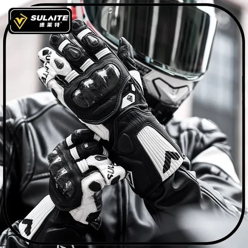 SULAITE Motorcycle Racing Gloves Carbon Fiber CE Level 2 Certified Breathable All Season Anti Crash Track Riding For Bikers