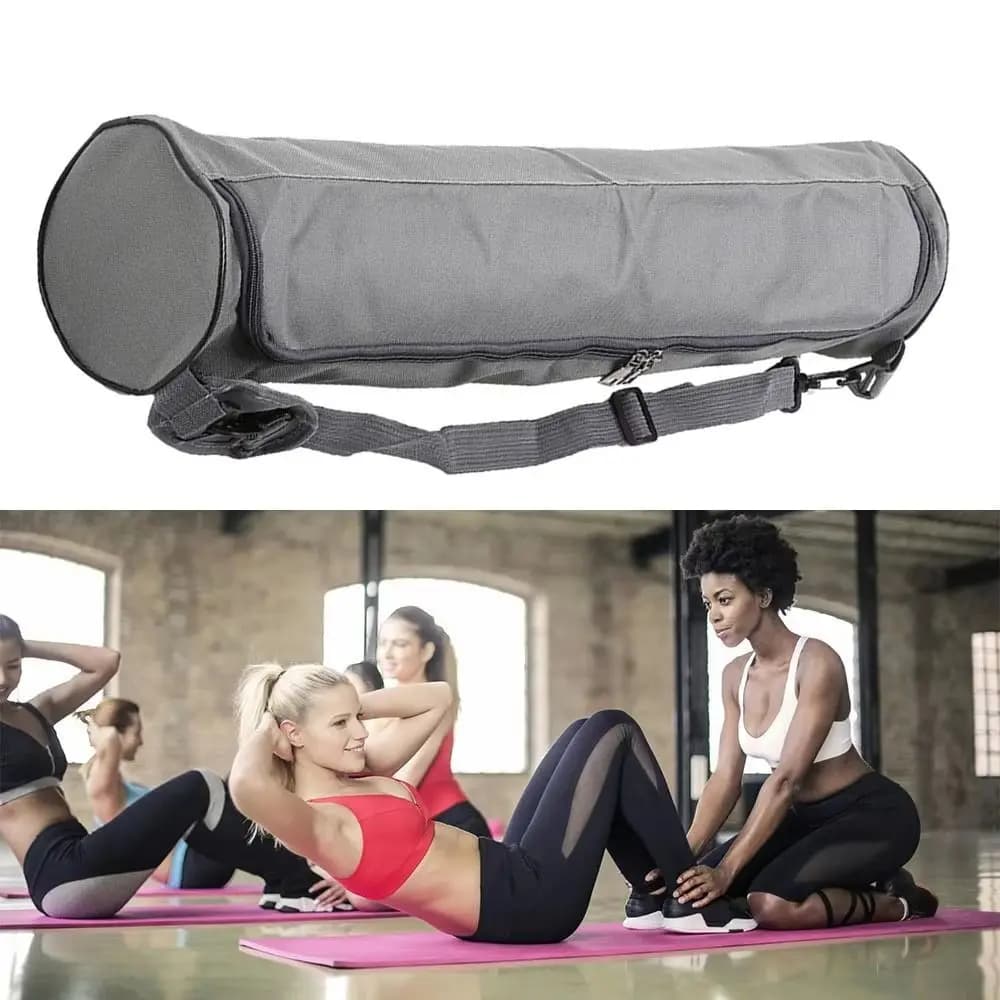 Waterproof portable yoga bag in thick canvas with shoulder strap, anti-rust yoga mat bag with full zipper for exercises