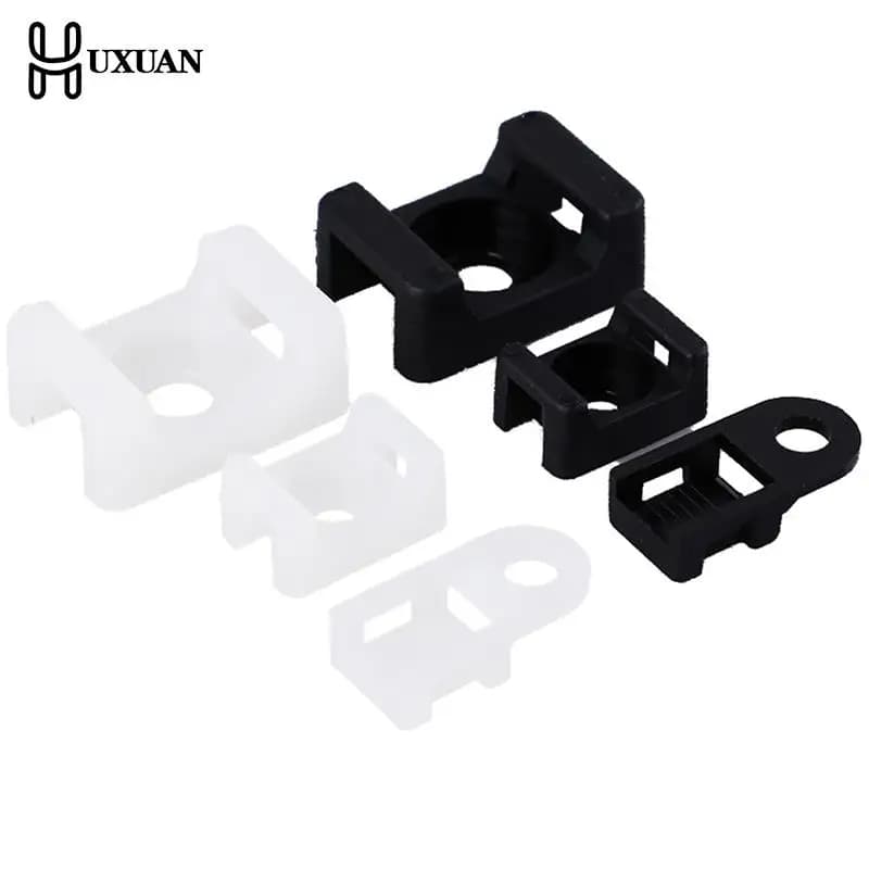 100PCs supporto per fascetta per cavi Buddle tipo di sella supporto in plastica bianco nero
