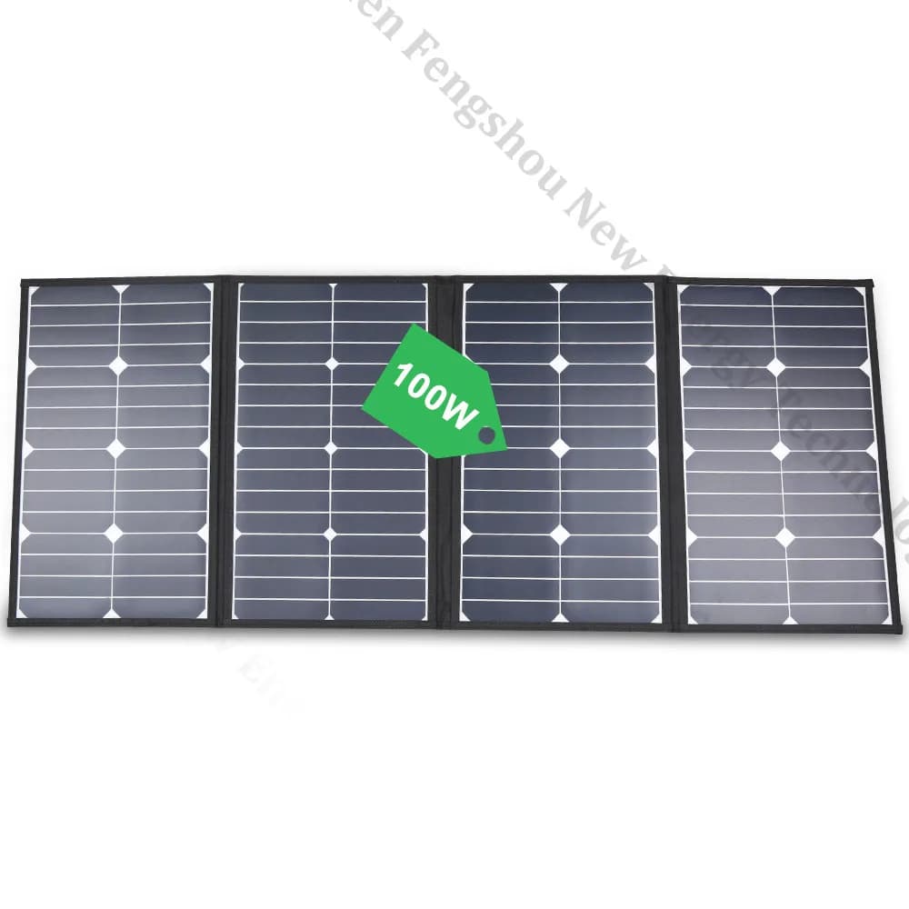 100 Watt foldable portable solar charger for camping, camper, solar power regulator and charging device