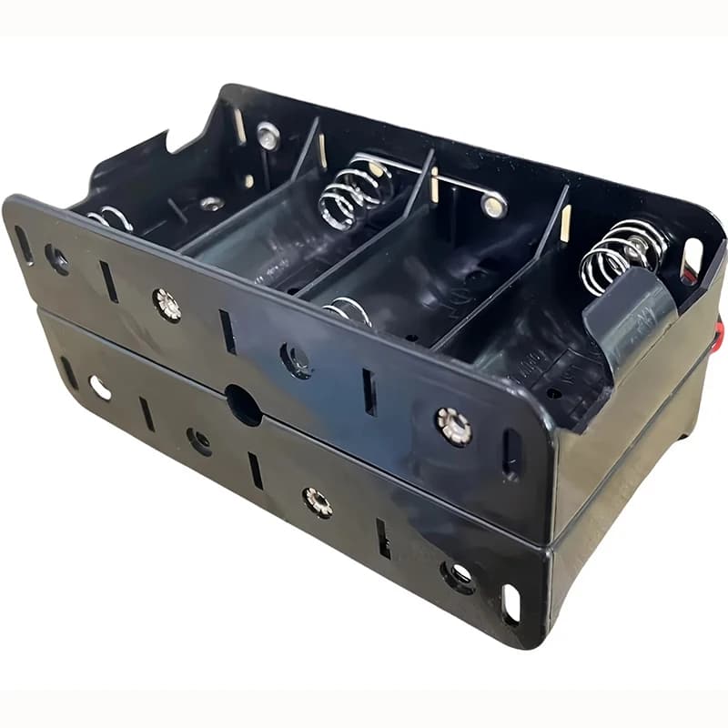 12V 8 Slot D Size DIY Battery Holder Storage Case Box Back To Back Container with Black Red Wire Leads for 1.5V D Cell Batteries