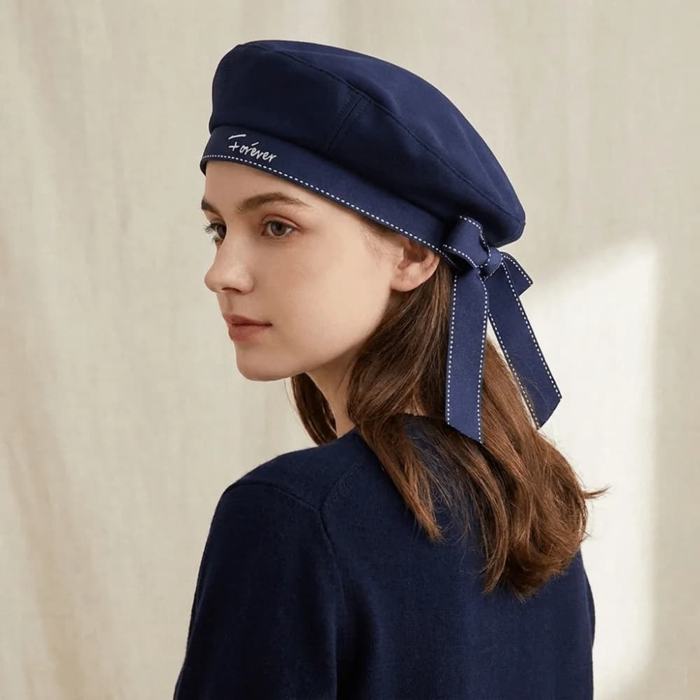 Fashion Bowknot Sailor Hat Ribbon Korean Style JK Beret Cap Tie School Style Painter Hat Spring Summer